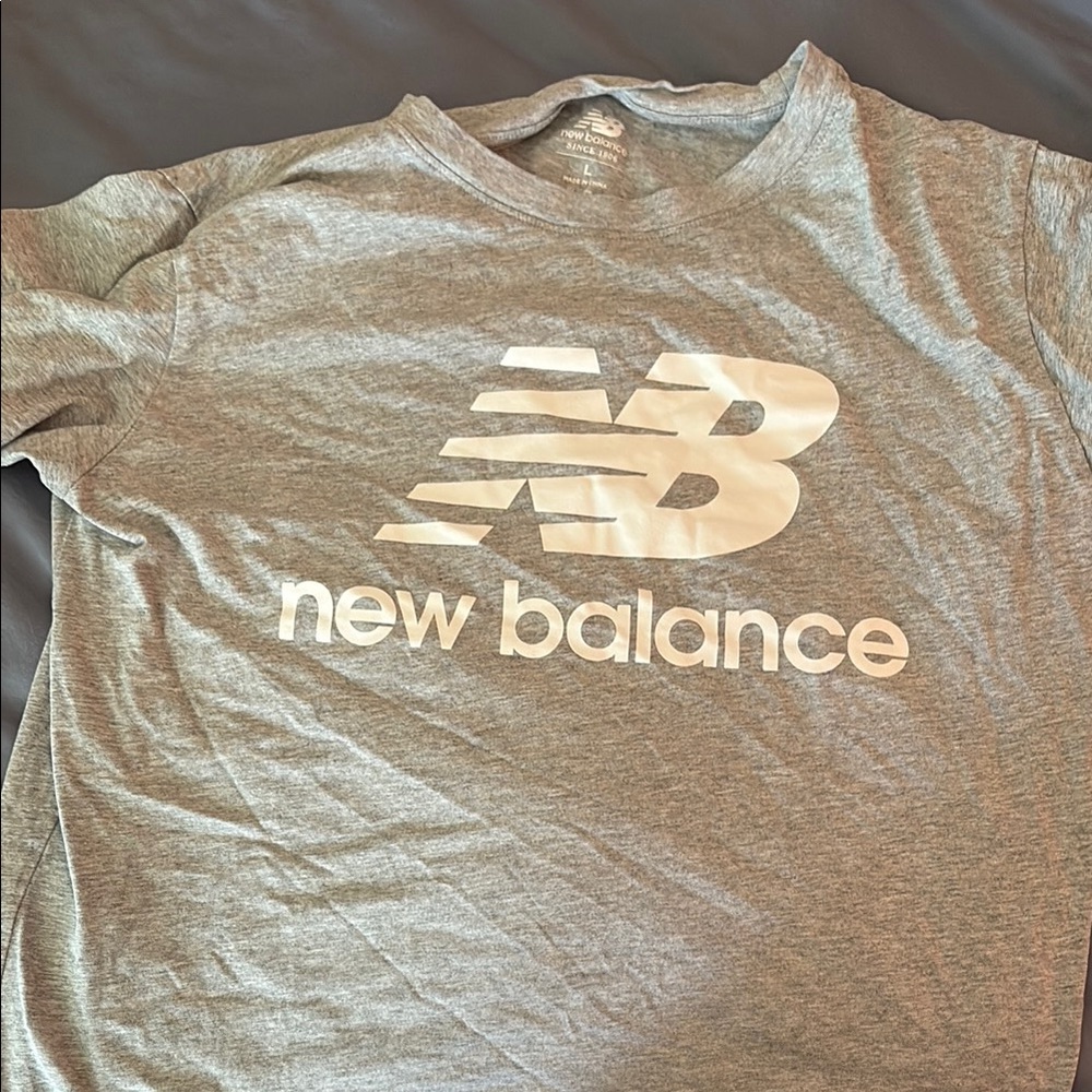 New Balance Heather Gray Logo Tee